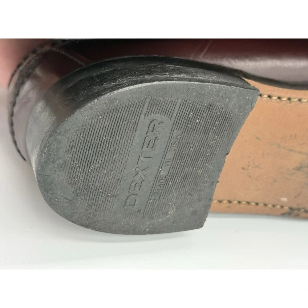 Vintage Dexter Burgundy Penny Loafers Men's Size 9E Made in USA Leather Slip On